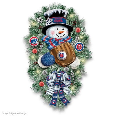Chicago Cubs Illuminated Snowman Wreath