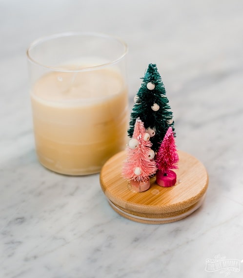 DIY Christmas Beeswax Candle with Bottle Brush Tree Lid