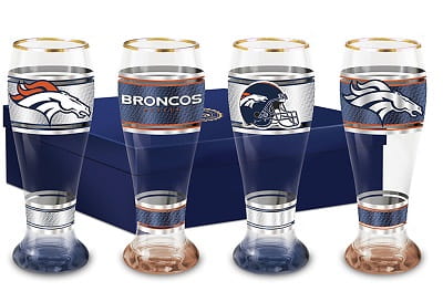 Denver Broncos Four-Piece Beer Glass Set