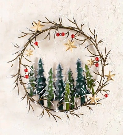 Handcrafted Trees and Stars Metal Wreath