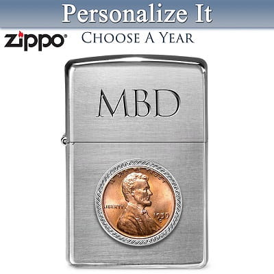 Personalized Zippo Lighter With Birth-Year Penny