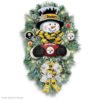 Pittsburgh Steelers Illuminated Snowman Christmas Wreath