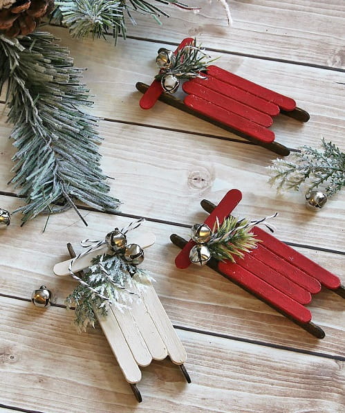 Popsicle Stick Sled Ornaments
