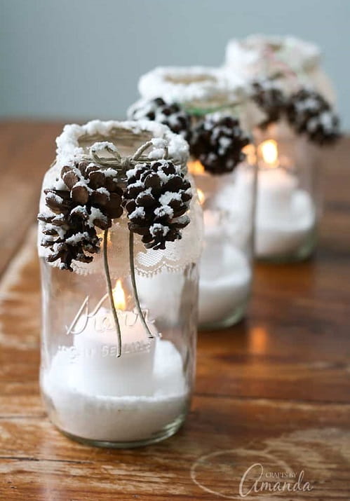 Snowy Pinecone Luminaries - DIY Christmas Gifts for Women