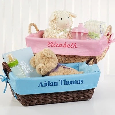 Welcome Baby Embroidered Liner Basket