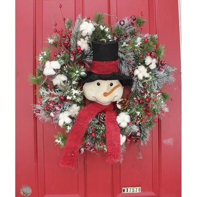 Winter Snowman Wreath with Berries