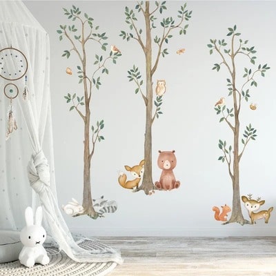 Woodland Watercolor Wall Tree Decals