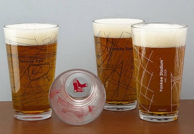 Baseball Park Map Pint Glasses