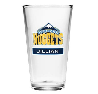 Denver Nuggets Personalized Beer Glass