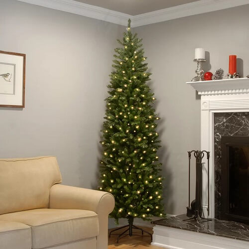 Kingswood Fir Slim Artificial Christmas Tree with Clear White Lights