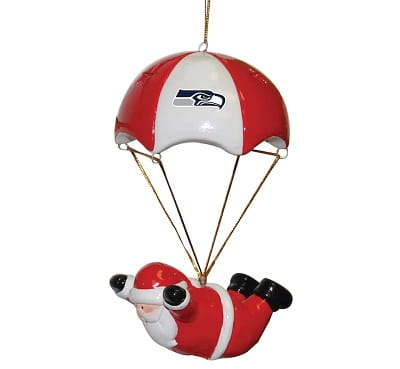 Seattle Seahawks Skydiving Santa Ornament