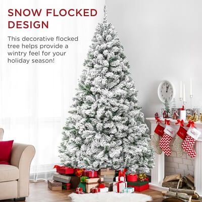 Unlit Pine Snow Flocked Premium Holiday Christmas Tree