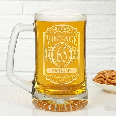 Vintage Personalized Etched Beer Mug