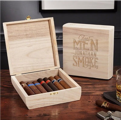 Great Men Smoke Cigars Wooden Cigar Box