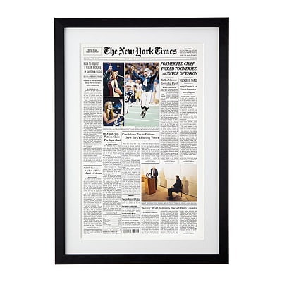 New York Times Custom Front Page Reprint