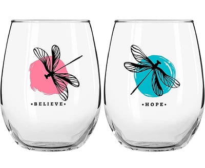 Dragonfly Stemless Wine Glass Set - Dragonfly Gifts
