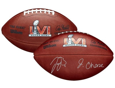 Joe Burrow & Ja'Marr Chase Cincinnati Bengals Autographed Wilson Super Bowl LVI Duke Football