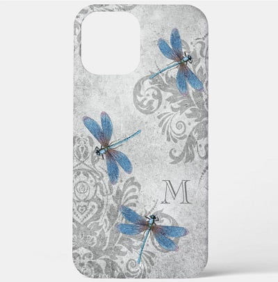 Monogrammed Dragonflies Phone Case