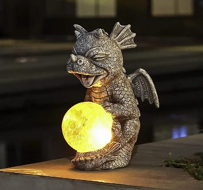 Baby Dragon Garden Statue with Solar Light