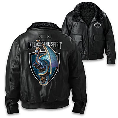 Fierce Dragon Men's Leather Bomber Jacket