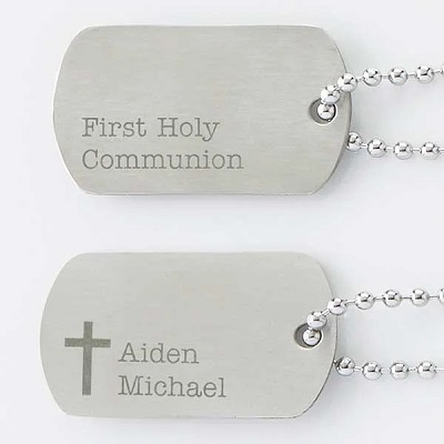 First Communion Personalized Dog Tag Set
