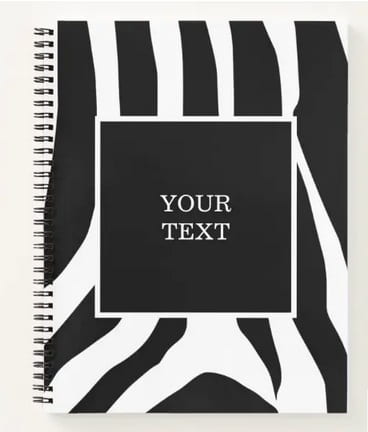 Personalized Zebra Print Notebook