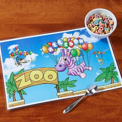 Zebra Personalized Placemat - Zebra Gifts for Kids