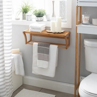 Bamboo Shelf With Towel Bar
