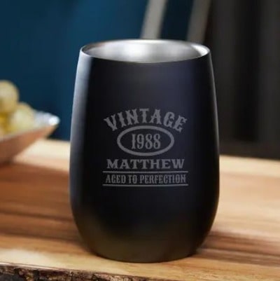 Black Stemless Wine Glass