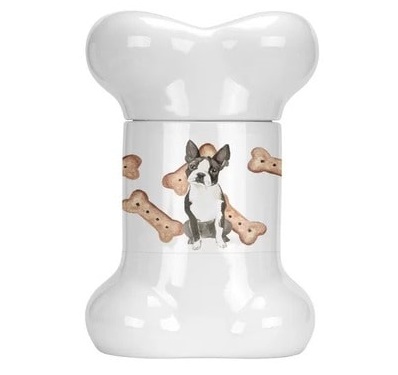 Boston Terrier Bone Shaped Dog Treat Jar