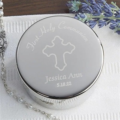 Silver Plated Engraved Rosary Case