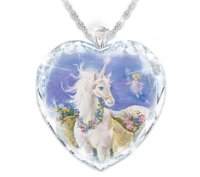 Unicorn Personalized Crystal Heart Necklace