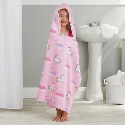 Unicorn Personalized Hooded Bath Towel For Kids