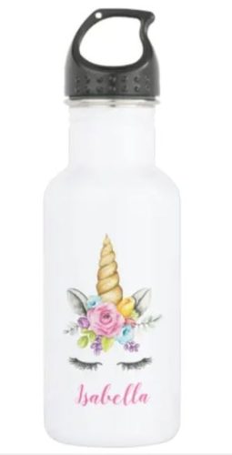 Watercolor Unicorn Personalized Stainless Steel Water Bottle