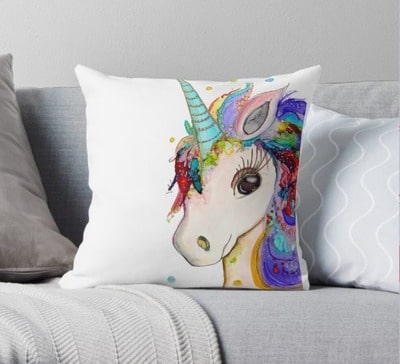 Watercolor Unicorn Throw Pillow