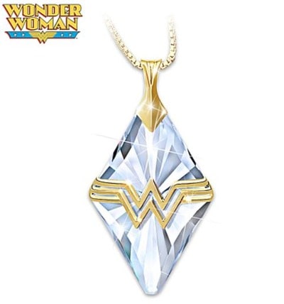 Wonder Woman Engraved Crystal Necklace