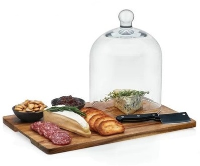 5-Piece Cheese Board Serving Set with Glass Dome