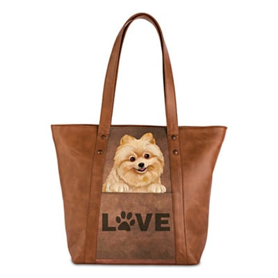 Peek-A-Boo Pup Pomeranian Tote Bag