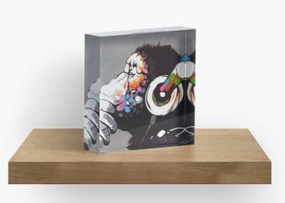 Banksy DJ Monkey Acrylic Block