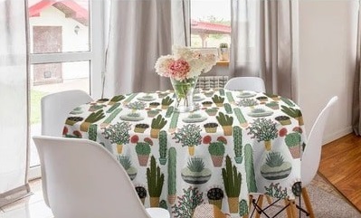 Cactus Pattern Round Tablecloth