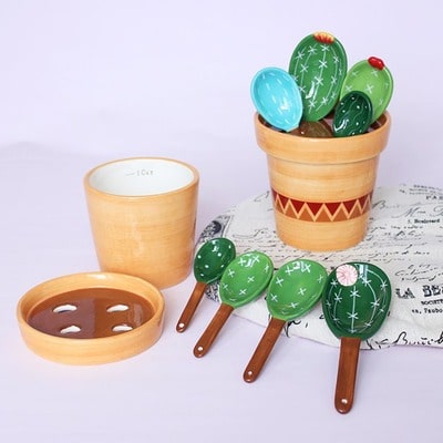 Cactus-Shaped Ceramic Measuring Spoon