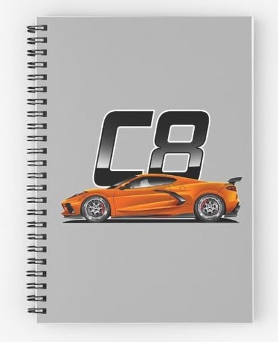 Corvette C8 Orange Spiral Notebook