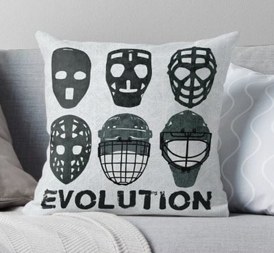 Hockey Goalie Mask Evolution Throw Pillow