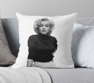 Marilyn Monroe Black and White Throw Pillow