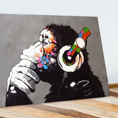 Monkey Listening Music Wall Painting