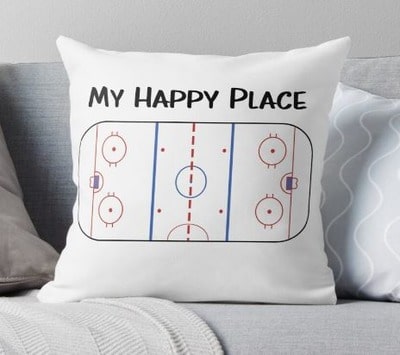 My Happy Place Hockey Throw Pillow