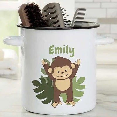 Personalized Monkey Enamel Jar