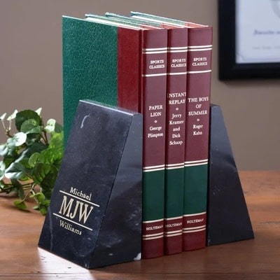 Personalized Monogram Marble Bookends
