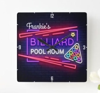 Personalized Neon Pool Table Wall Clock