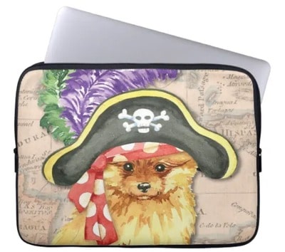 Pomeranian Pirate Laptop Sleeve